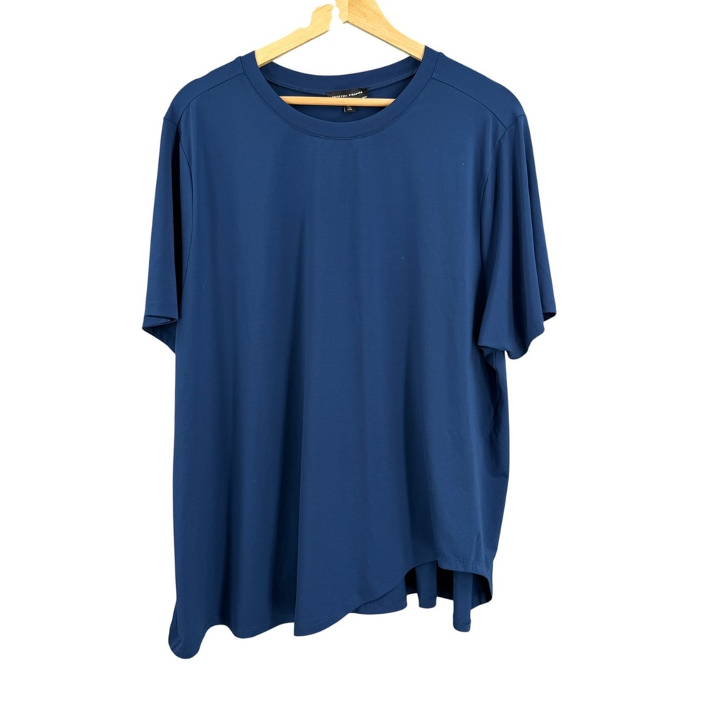 Universal Standard Tee Blue Asymmetric Hem Short Sleeve Top Size Med‎ 18/20